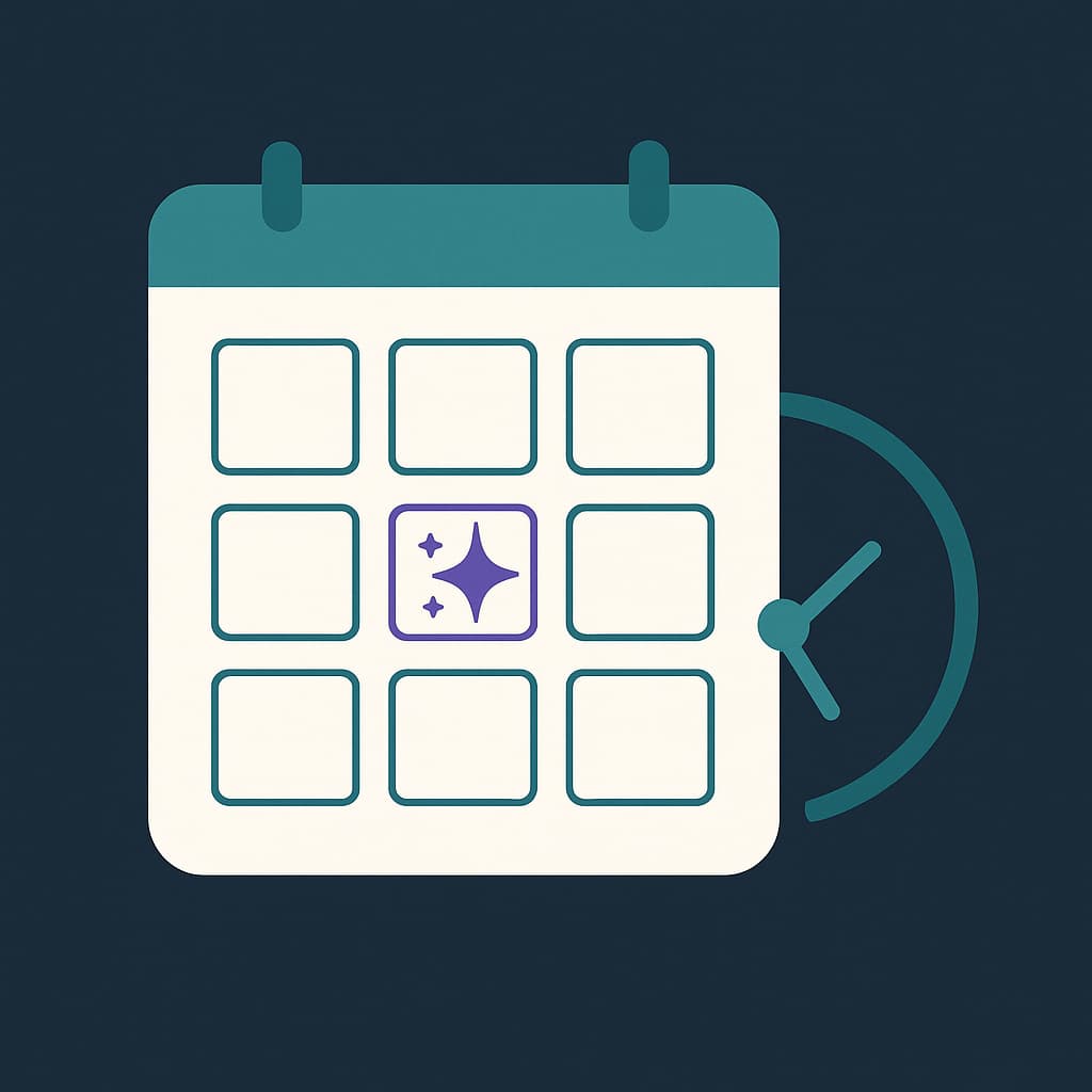 Calendar with an AI sparkle highlighting the meeting slot